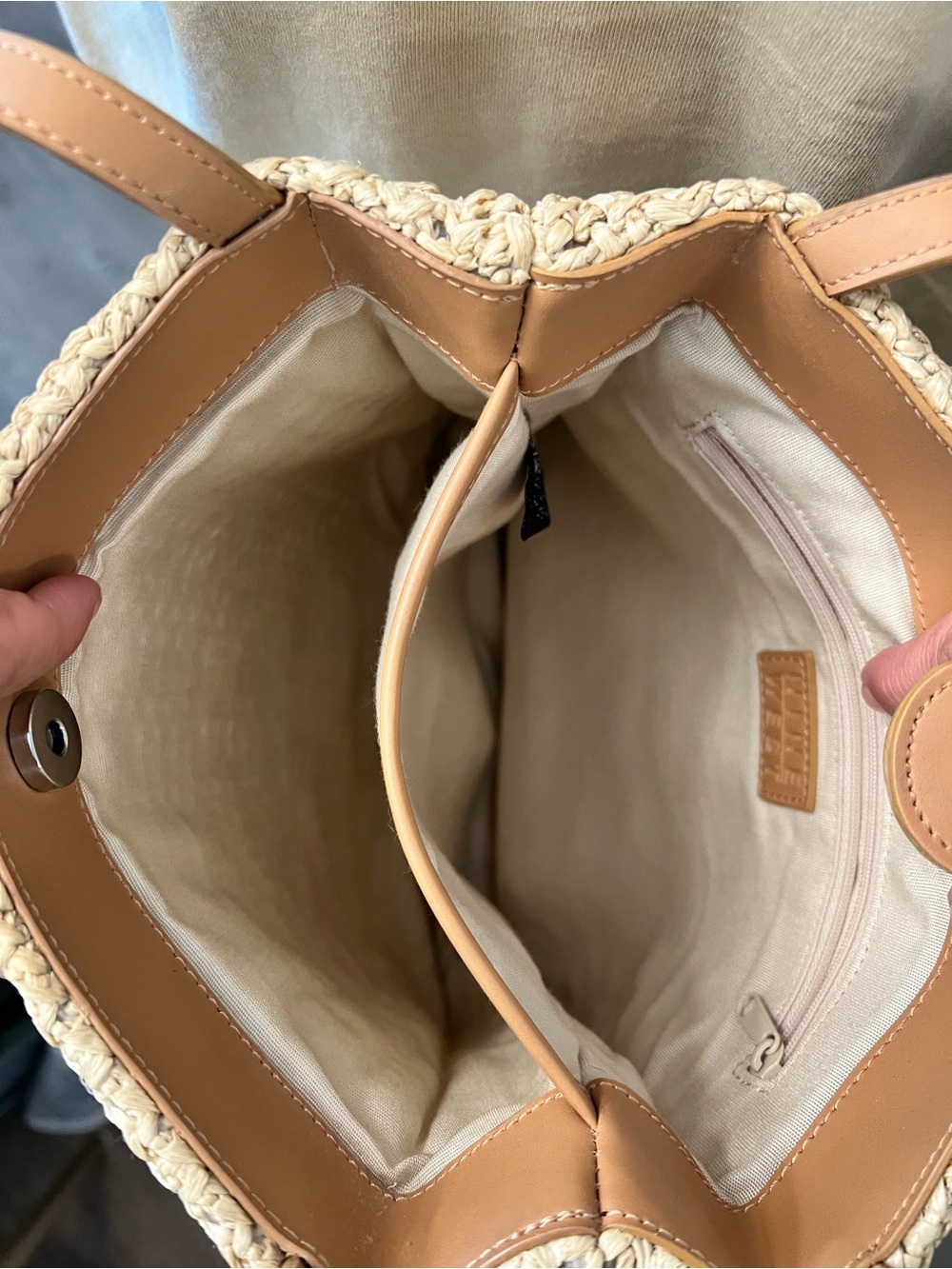 Nine West Woven Straw Shoulder Bag Natural Tan - Picture 4 of 4